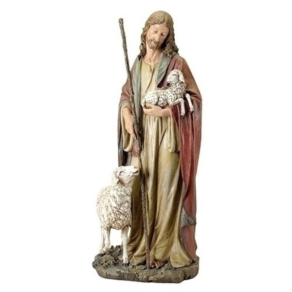 Christ The Good Shepherd Statue with Sheep Sculpture
